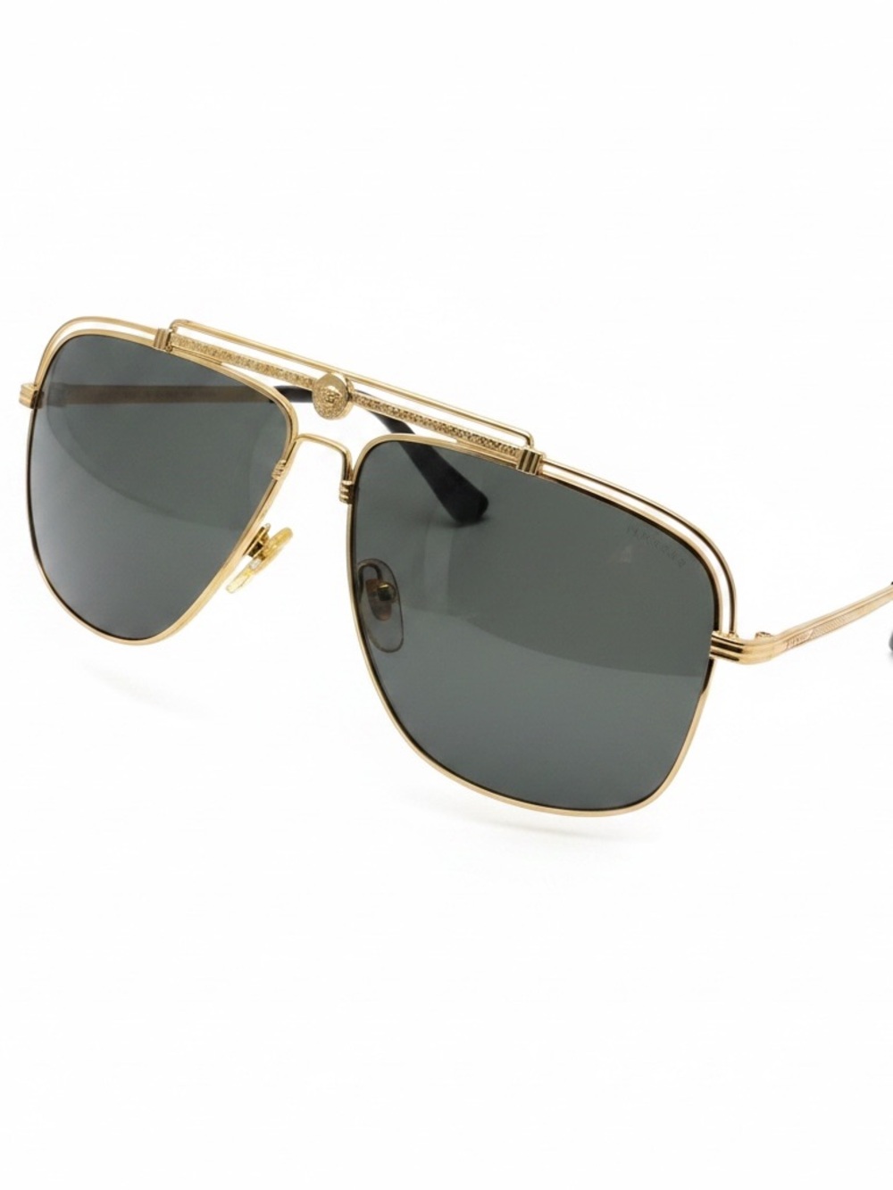 VERSACE VE2242 Gold Aviator Sunglasses Dark Grey Lens NIB NWT Complete Set